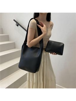 PARTIQ - Womens Commuting Versatile Trend Bucket Bag With Pouch - Black (Xl)