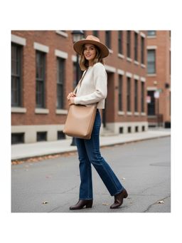 PARTIQ - Womens Commuting Versatile Trend Bucket Bag With Pouch - Beige (Xl)