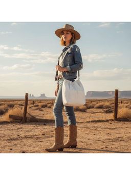 PARTIQ - Womens Trendy Nylon Outdoor Leisure Drawstring Multi-Purpose Backpack - Off White