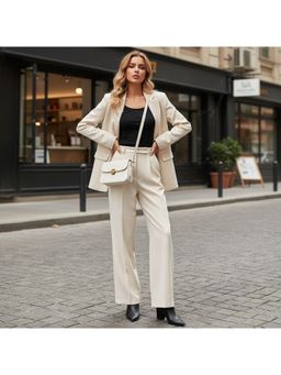 PARTIQ - Trendy Fashionable Simple Retro Style Single Shoulder Small Square Tote Bag - Off White (M)