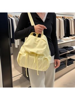 PARTIQ - Dopamine Pleated Backpack Class Commuting Versatile Travel Backpack - Yellow