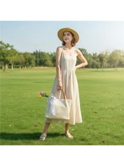 PARTIQ - Japanese And Korean All-Match Shoulder Beach Holiday Large Tote Bag - Khaki