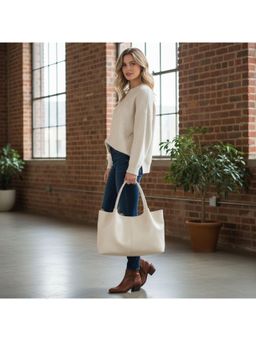 PARTIQ - Versatile Womens Commuter Tote Niche Large Capacity Fashion Casual Handbag - Off White