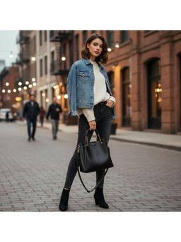 PARTIQ - Style Fashionable Womens Casual All-Match One-Shoulder Handbag With Detachable Strap - Black