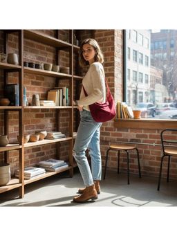 PARTIQ - Womens Canvas Office Worker Commuting Crossbody Bag - Red