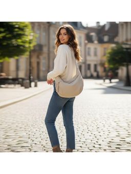 PARTIQ - Womens Canvas Office Worker Commuting Crossbody Bag - Off White