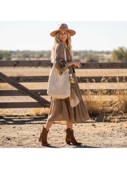 PARTIQ - Large Capacity Woven Straw Womens All-Match One-Shoulder Seaside Holiday Handbag - Beige