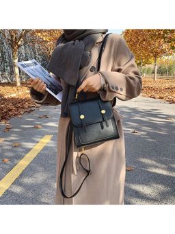 PARTIQ - Womens Double Shoulder Casual Korean Style Small Travel Handbag With Detachable Strap - Black