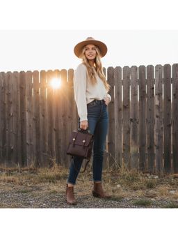 PARTIQ - Womens Double Shoulder Casual Korean Style Small Travel Handbag With Detachable Strap - Brown