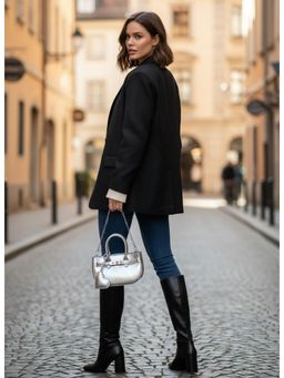 PARTIQ - Fashion Platinum Sense Versatile Commuter Casual Handbag With Detachable Strap - Silver (S)