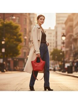 PARTIQ - Womens Versatile Casual Foreign Mini Bucket Style Handbag - Red (M)