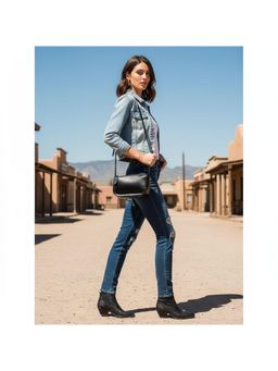 PARTIQ - Casual Versatile Cowhide Womens Mini Small Mobile Phone Sling Bag - Black (M)