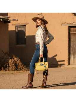 PARTIQ - Versatile Korean Fashion Hand Saddle Casual Handbag - Yellow (M)