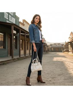 PARTIQ - One-Shoulder Universal Outing Casual Handbag With Detachable Strap And Pouch - White (M)