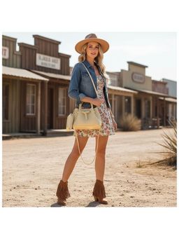 PARTIQ - One-Shoulder Universal Outing Casual Handbag With Detachable Strap And Pouch - Yellow (M)