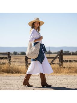 PARTIQ - Korean Version Of The Straw Style Literary Womens Beach Handbag - Cream (M)