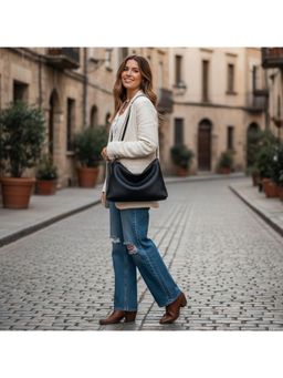 PARTIQ - Casual Versatile Commuting Large-Capacity Dumpling Womens Handbag - Black (M)