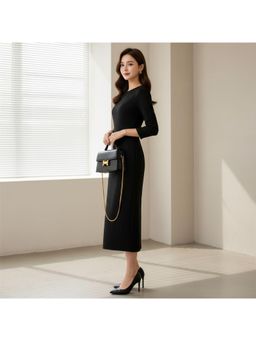 PARTIQ - Korean Style Light Luxury Urban Fashion Square Handbag With Detachable Strap - Black (M)