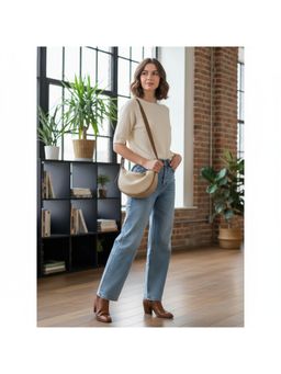 PARTIQ - One-Shoulder Dumpling For Girls Going Out Celebrity Armpit Casual Crossbody Bag - Beige (M)