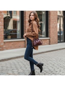 PARTIQ - Drawstring Lucky Soft Leather Women Sling Bag - Burgundy (M)