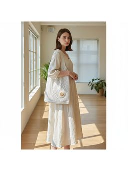 PARTIQ - Vintage Knitted Womens Feel Woolen Versatile Shopping Handbag - White (M)