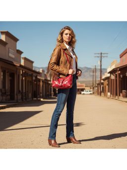 PARTIQ - Motorcycle Party Rivet Niche Design To Create Hot Girl Trend Womens Handbag - Red (M)