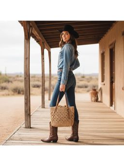 PARTIQ - Straw Seaside Vacation One-Shoulder Beach Handheld Handbag - Brown