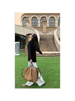 PARTIQ - Lazy Style Retro Straw Tote Bag - Beige