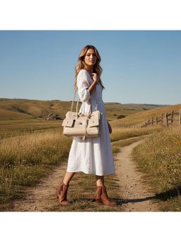 PARTIQ - Womens Simple Versatile Large Capacity Commuter Handbag with Detachable Strap - Off White