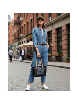 PARTIQ - Womens Fashion Niche One-Shoulder Woven Handbag - Black