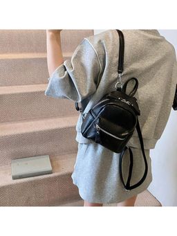 PARTIQ - Style Trend Travel Fashionable Womens Versatile Simple Backpack - Black (M)