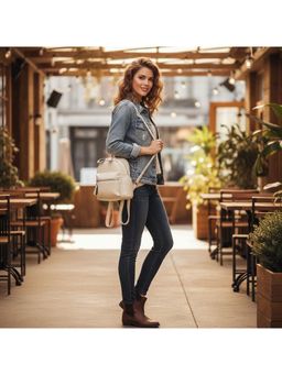 PARTIQ - Style Trend Travel Fashionable Womens Versatile Simple Backpack - Off White (M)