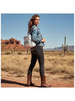 PARTIQ - Style Trend Travel Fashionable Womens Versatile Simple Backpack - Silver (M)