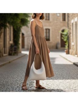 PARTIQ - New Underarm Tote Large Capacity Retro Commuting Versatile Shoulder Bags - White