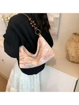 PARTIQ - Chinese Style Womens Beaded Armpit Shoulder Hand Handbag - Pink (S)