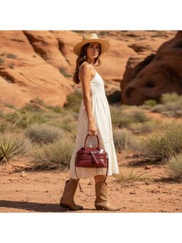 PARTIQ - Hand-Held Texture Niche French Korean Style Versatile Fashion Outing Handbag - Red (S)