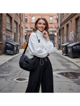 PARTIQ - Leisure Travel Large Capacity Fashionable All-Match Crescent Handbag - black (M)