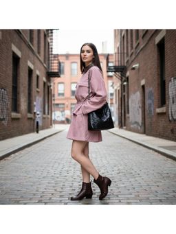 PARTIQ - Casual Niche Shoulder Pleated Fragrance Style Chain Handbag With Detachable Strap - Black