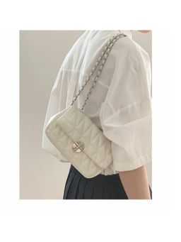 PARTIQ - Style Trendy Commuting Diamond Chain One Shoulder Square Handbag - White (S)