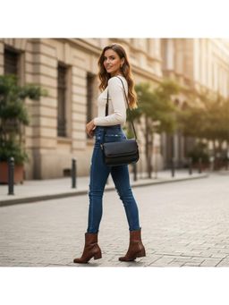 PARTIQ - Womens Stylish And Versatile One-Shoulder Underarm Small Square Sling Bag - Black