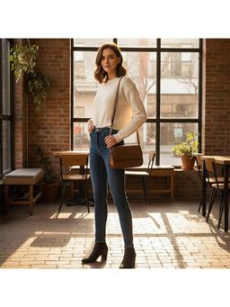 PARTIQ - Womens Stylish And Versatile One-Shoulder Underarm Small Square Sling Bag - Brown