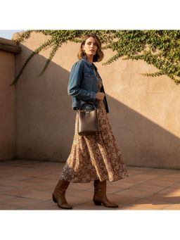 PARTIQ - Versatile For Women Style Trendy Retro Niche Design Bucket Bag With Detachable Strap - Brown