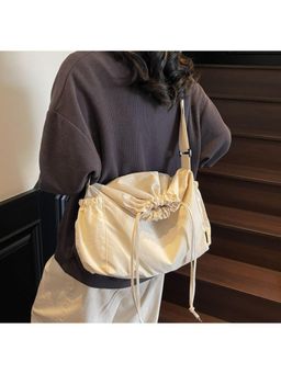 PARTIQ - Large Capacity One-Shoulder Pleated All-Match Casual Commuting Sling Bags - Off White