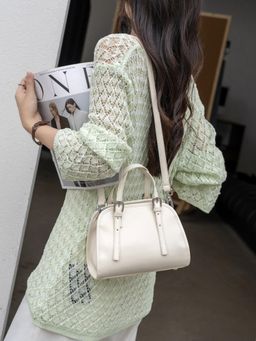 PARTIQ - Hand For Women Retro Womens Shoulder Large Capacity Handbag With Detachable Strap - White