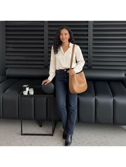 PARTIQ - Retro Bucket Feel Soft Leather Womens Versatile Underarm Casual Handbag - Brown