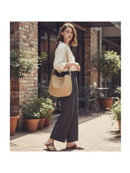 PARTIQ - Retro Bucket Feel Soft Leather Womens Versatile Underarm Casual Handbag - Beige