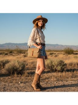 PARTIQ - Straw Leisure Seaside One-Shoulder Fashion Vacation Beach Sling Bag - khaki