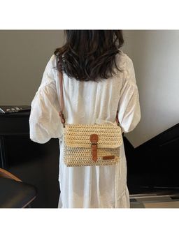 PARTIQ - Straw Leisure Seaside One-Shoulder Fashion Vacation Beach Handbag - Off White