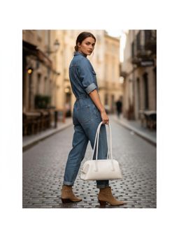 PARTIQ - Korean Womens Niche Underarm Clip Handbag - White