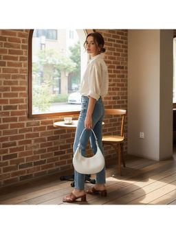 PARTIQ - Niche Underarm Japanese Light Luxury Korean Version Butterfly Handbag - White